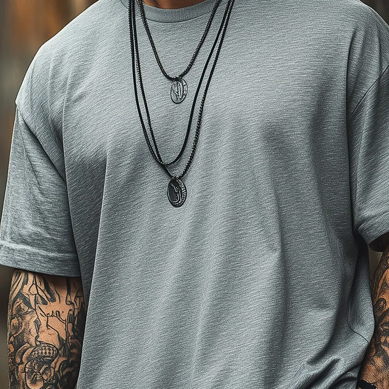 Men's Simple Solid Color Short-Sleeved T-Shirt MTA1952C0P sold by Manly product image thumbnail 3