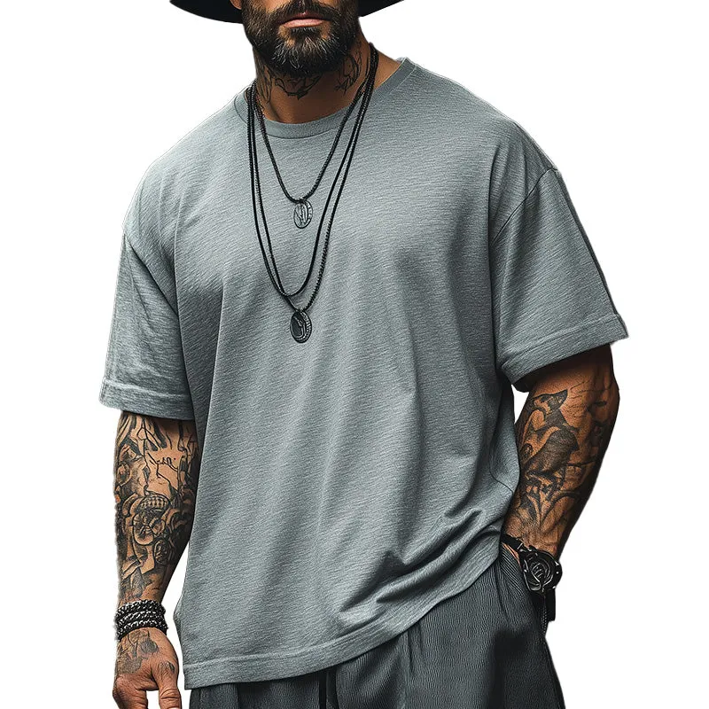 Men's Simple Solid Color Short-Sleeved T-Shirt MTA1952C0P sold by Manly