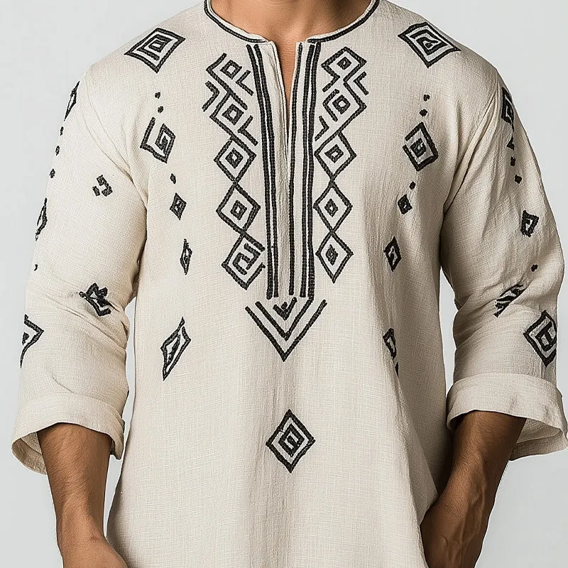Men's Simple Geometric Printed Long Sleeve T-Shirt MTA1944C8P sold by Manly product image thumbnail 3