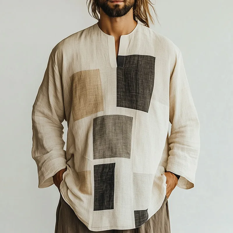 Men's Geometric Print Long Sleeve Open Collar T-Shirt MTA1931C4P sold by Manly product image thumbnail 2