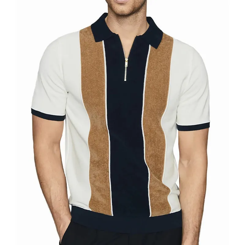 Men's Polo Collar Colorblock Print Short Sleeve T-Shirt MTA1943C7U sold by Manly