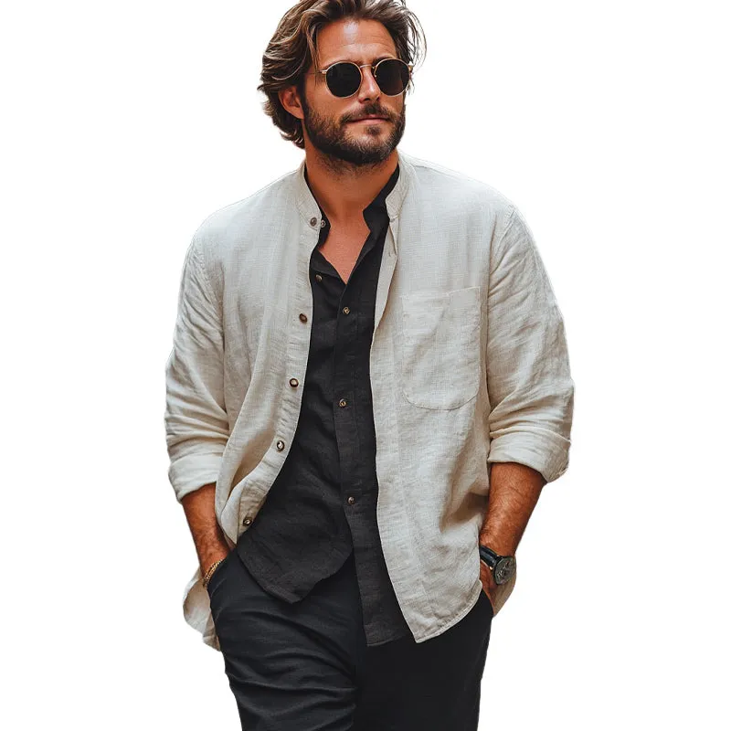 Men's Spring and Summer Thin Apricot Casual Shirt MTA1997C0U sold by Manly product image thumbnail 4