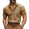 Men's Spring and Autumn Brown Textured Long Sleeve Shirt MTA1901C0U sold by Manly