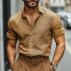 Men's Spring and Autumn Brown Textured Long Sleeve Shirt MTA1901C0U sold by Manly