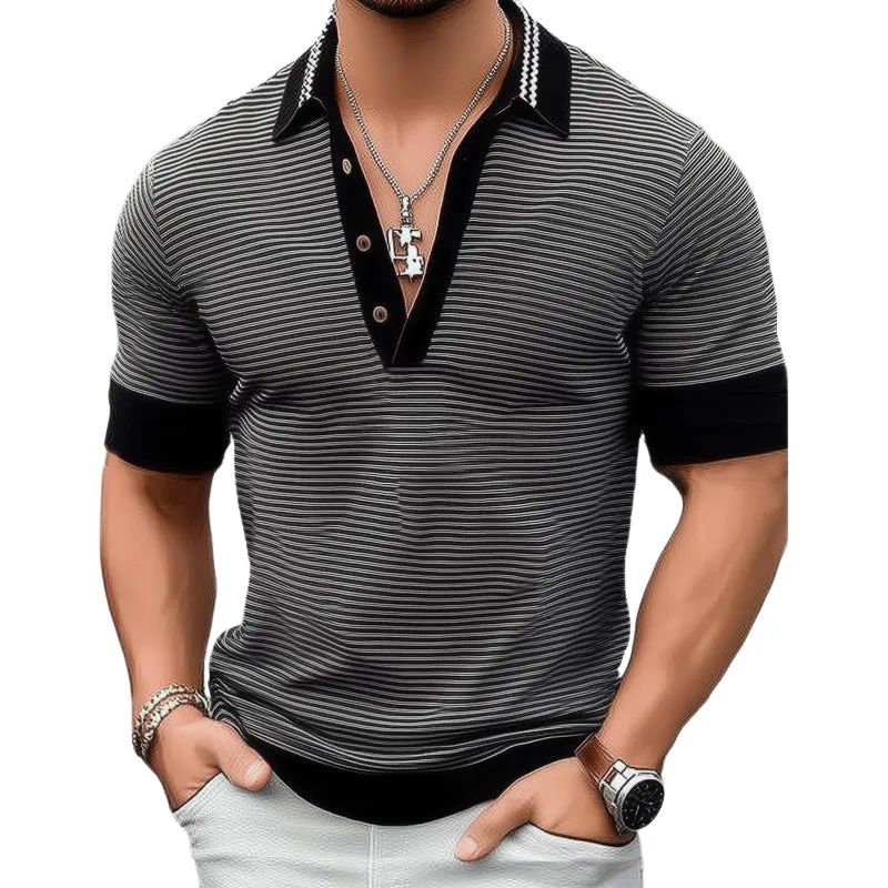 Men's Summer Polo Neck Knitted Short Sleeve T-Shirt MTA2156C9U sold by Manly