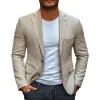 Men's Spring New Casual Lace Splicing Pockets Slim Fit Cotton and Linen Blazer MTA2122C0K sold by Manly