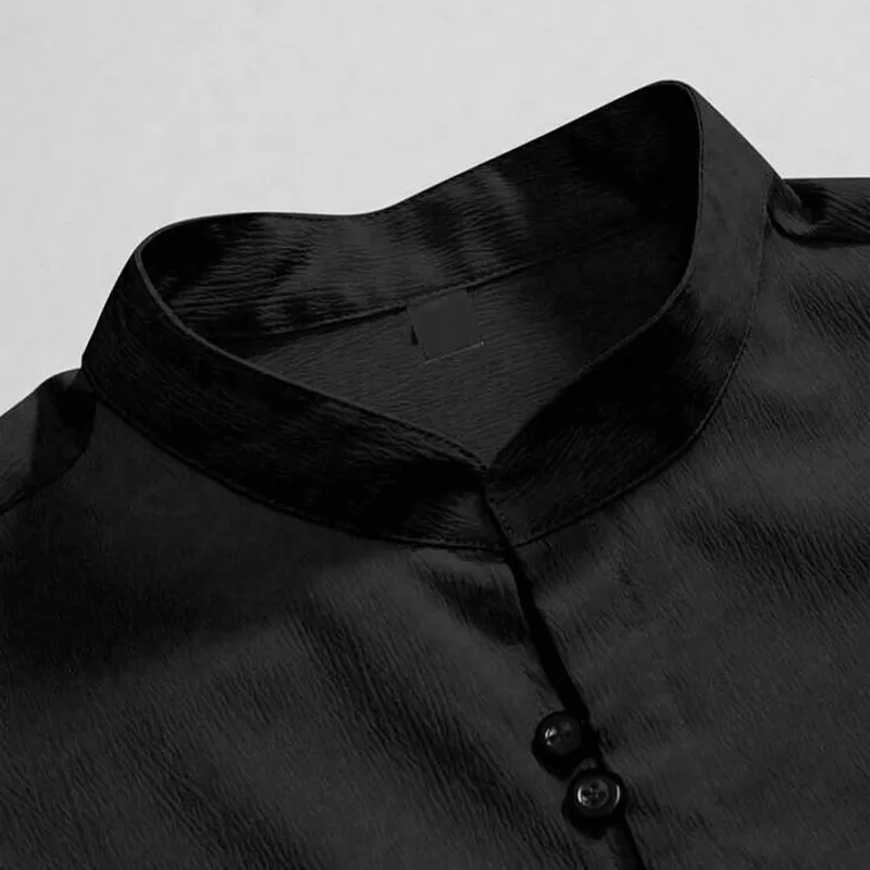 Men's Solid Color Stand Collar Long Sleeve Shirt MTA2097C6Z sold by Manly product image thumbnail 3