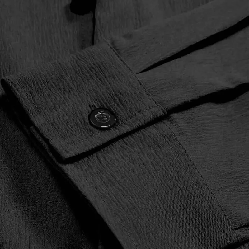 Men's Solid Color Stand Collar Long Sleeve Shirt MTA2097C6Z sold by Manly product image thumbnail 4