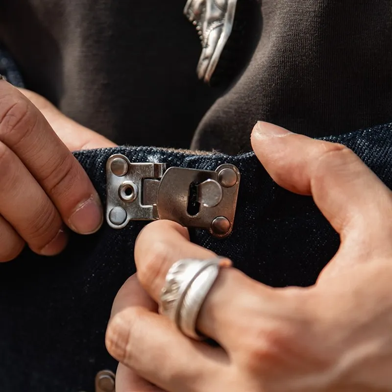 Men's Loose Aircraft Buckle Chest Multi-pocket Denim Overalls MTA2056C9Z sold by Manly product image thumbnail 4