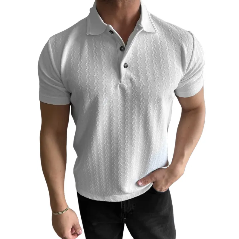 Men's Solid Textured Lapel Short Sleeve Polo Shirt MTA2078C3Z sold by Manly
