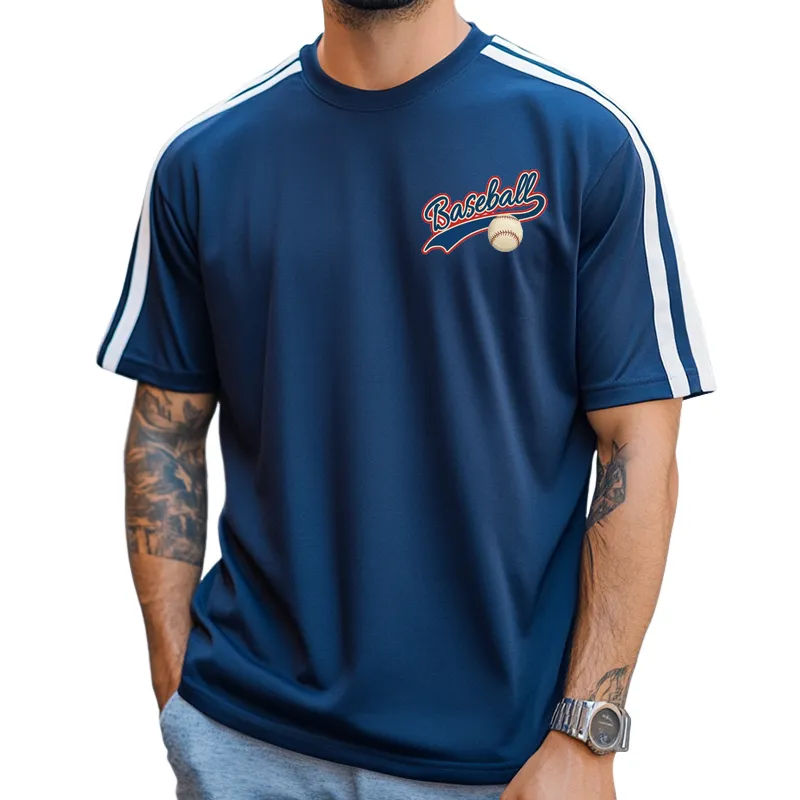 Men's Retro Casual Striped Baseball Print Round Neck Short Sleeve T-Shirt MTA2114C7TO sold by Manly