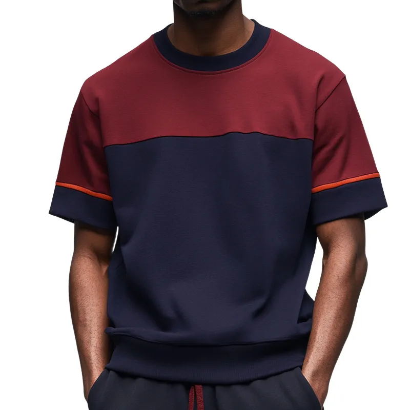 Men's Retro Casual Colorblock Round Neck Short Sleeve T-Shirt MTA2184C5TO sold by Manly