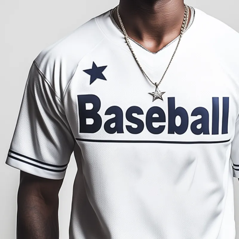 Men's Retro Casual Baseball Printed Round Neck Short Sleeve T-Shirt MTA2253C4TO sold by Manly product image thumbnail 3