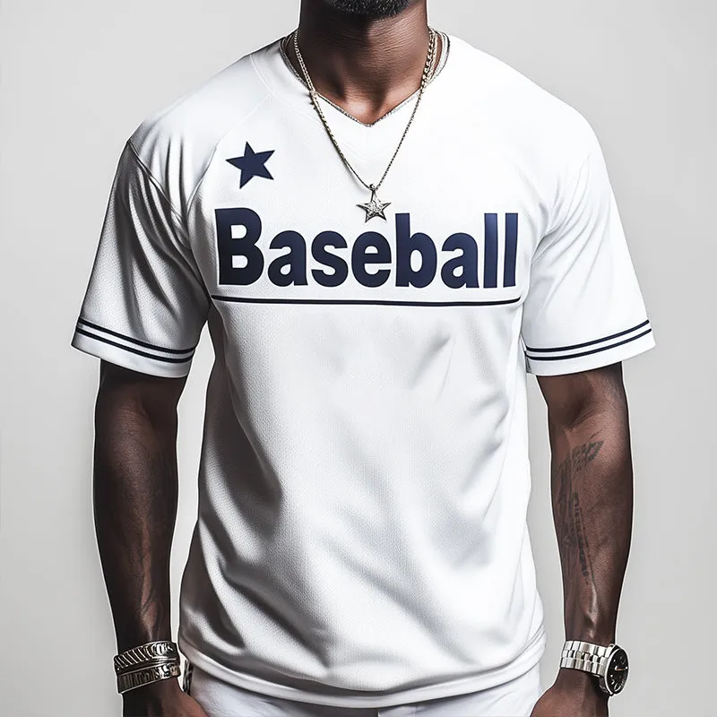 Men's Retro Casual Baseball Printed Round Neck Short Sleeve T-Shirt MTA2253C4TO sold by Manly product image thumbnail 2