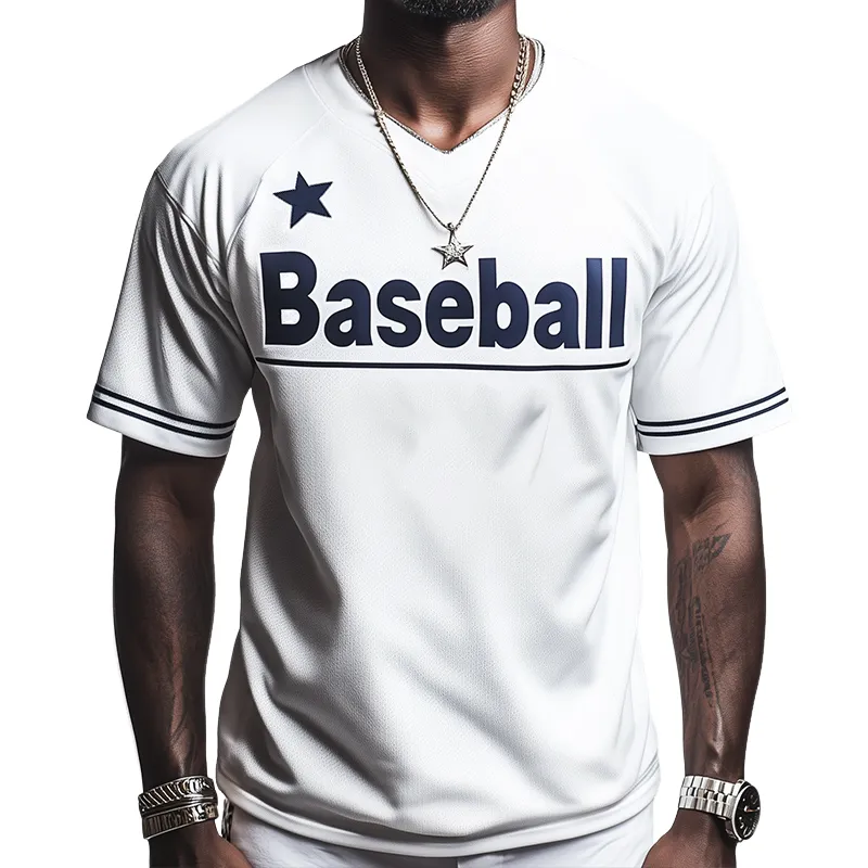 Men's Retro Casual Baseball Printed Round Neck Short Sleeve T-Shirt MTA2253C4TO sold by Manly