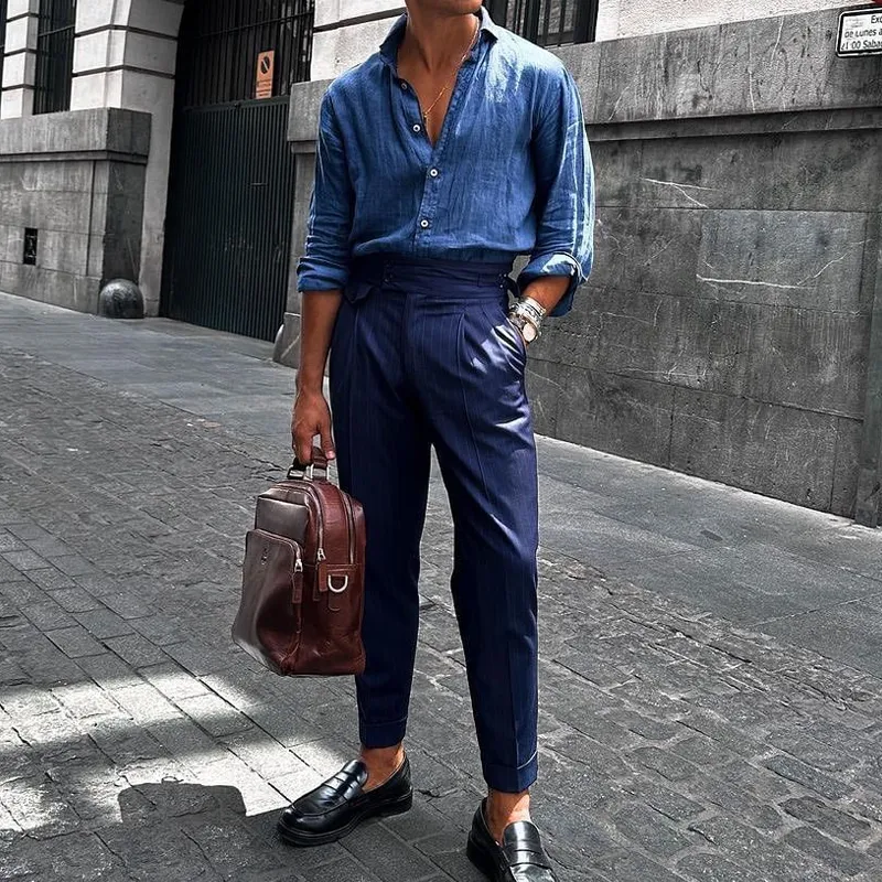 Men's Solid Cozy Loose Lapel Long Sleeve Shirt MTA2243C5Z sold by Manly product image thumbnail 4