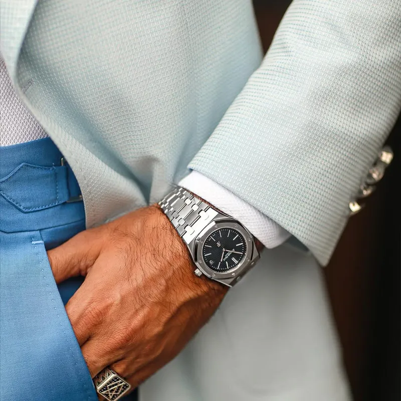 Men's Fashion Solid Plaid Peak Lapel Two Buttons Blazer MTA2119C6Z sold by Manly product image thumbnail 4