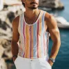 Men's Summer Fashion Casual Contrast Vertical Stripes Printed Tank Top MTA2224C3K sold by Manly