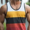 Men's Summer Fashion Casual Contrast Color Horizontal Stripe Printed Cotton Tank Top MTA2240C5K sold by Manly