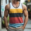 Men's Summer Fashion Casual Contrast Color Horizontal Stripe Printed Cotton Tank Top MTA2240C5K sold by Manly