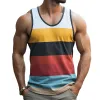 Men's Summer Fashion Casual Contrast Color Horizontal Stripe Printed Cotton Tank Top MTA2240C5K sold by Manly