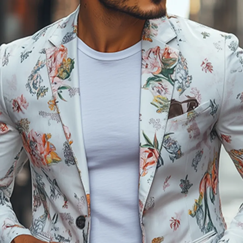 Men's Spring Retro Fashion Art Print Slim Fit Casual Blazer MTA2241C8K sold by Manly product image thumbnail 4