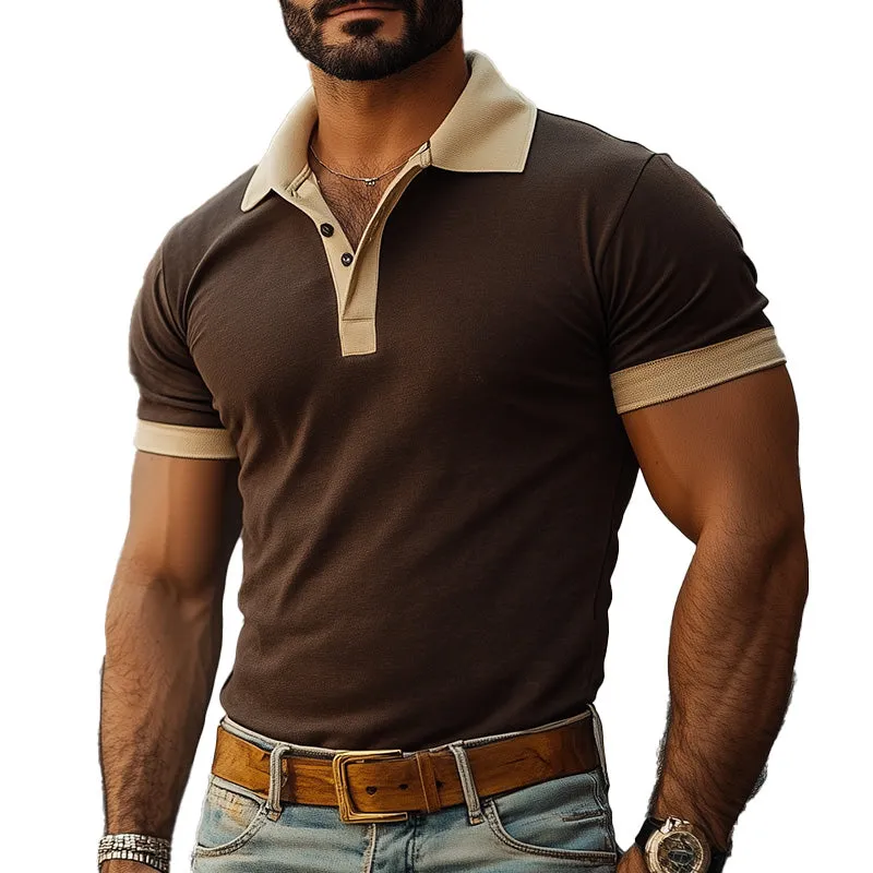 Men's Solid Color Simple Short-Sleeved Polo Shirt MTA2103C0P sold by Manly