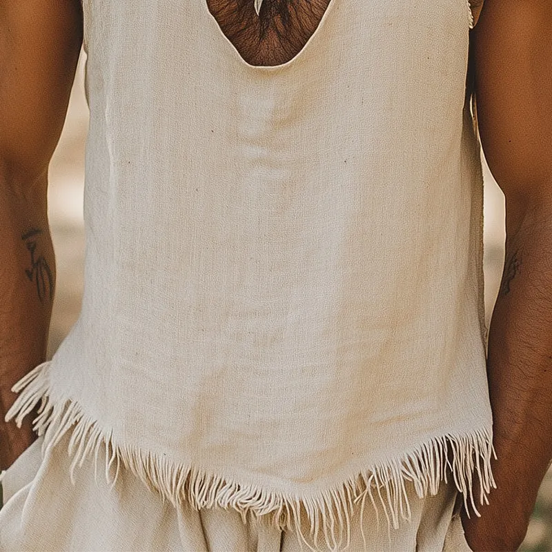 Men's Simple Tassel V-Neck Tank Top MTA2189C3P sold by Manly product image thumbnail 4