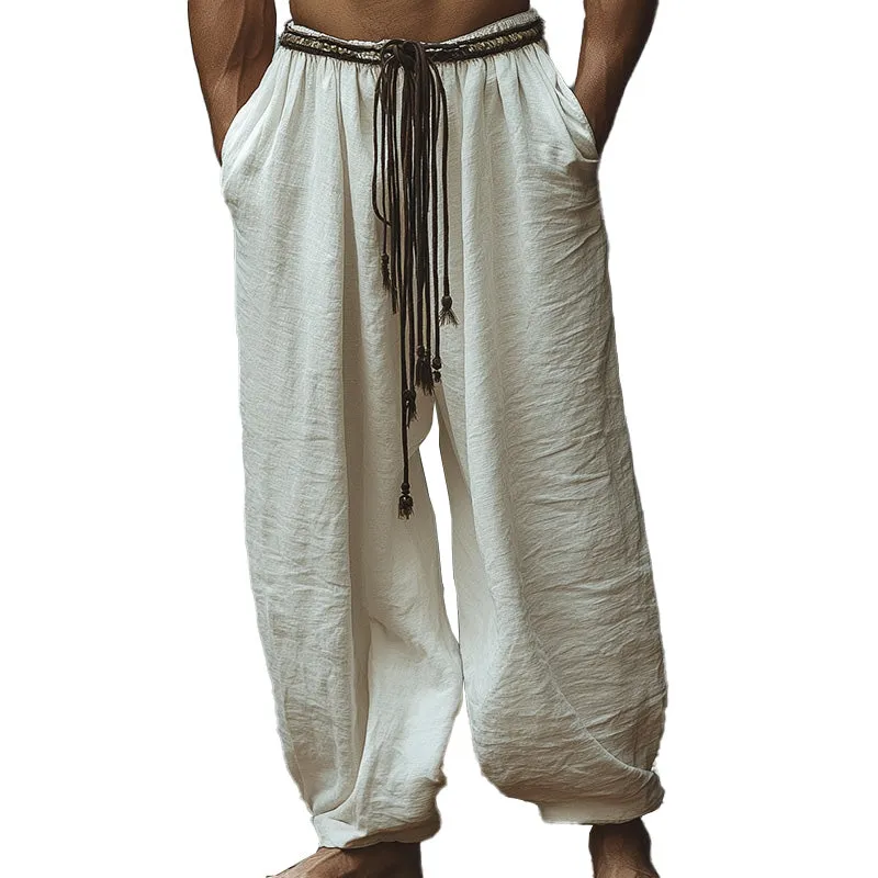 Men's Simple Vintage Braided Lace-Up Trousers MTA2154C1P sold by Manly