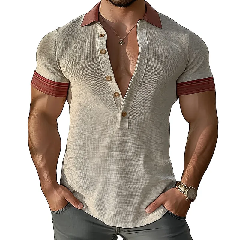 Men's Summer Low-Neck Textured Short-Sleeved T-Shirt MTA2140C2U sold by Manly