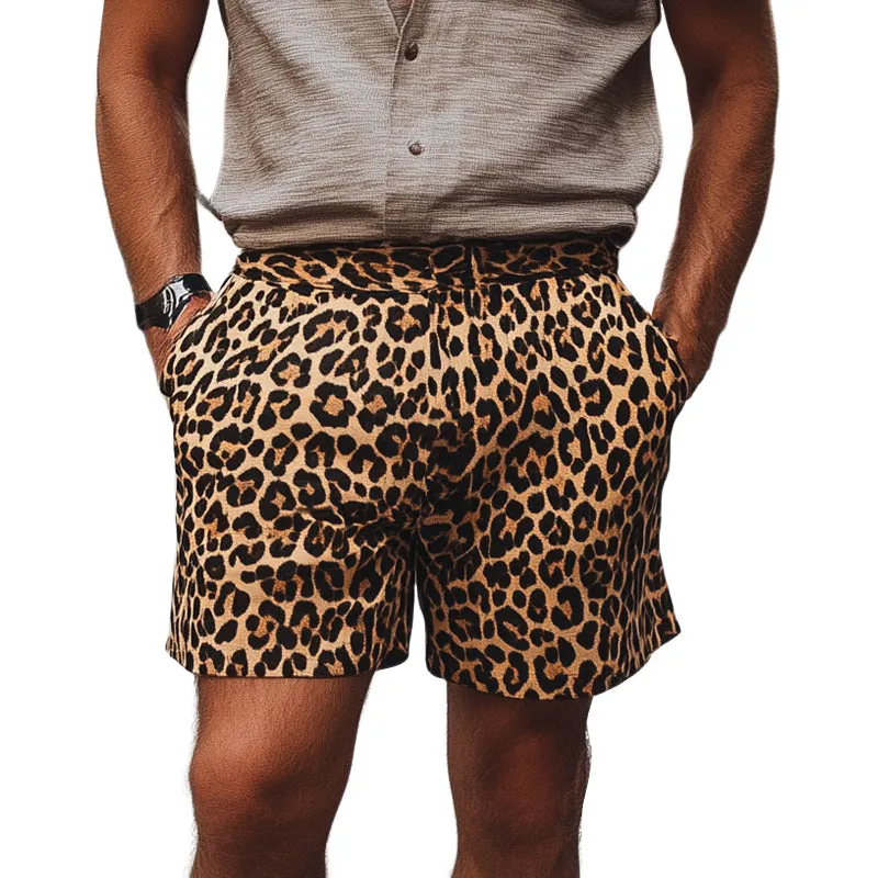 Men's Summer Retro Leopard Print Casual Short Pants MTA2215C4U sold by Manly