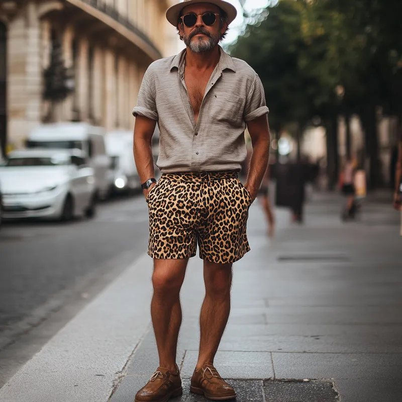 Men's Summer Retro Leopard Print Casual Short Pants MTA2215C4U sold by Manly product image thumbnail 3