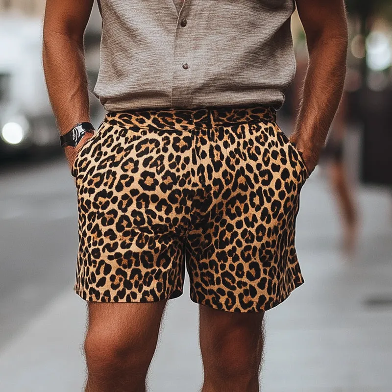 Men's Summer Retro Leopard Print Casual Short Pants MTA2215C4U sold by Manly product image thumbnail 2