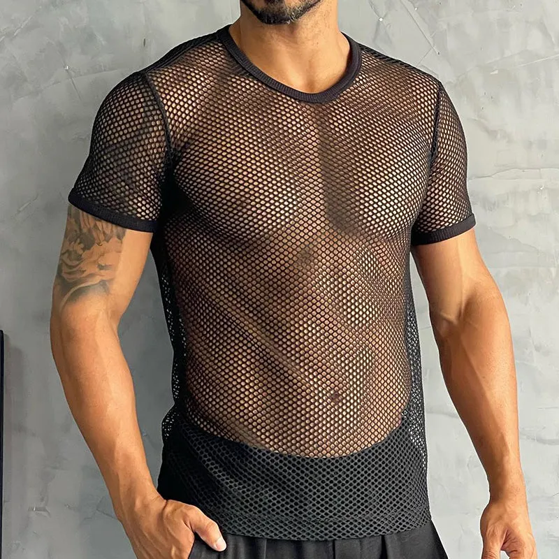 Men's Retro Casual Solid Color Slim Fit Mesh Cool Round Neck Short Sleeve T-shirt MTA2497C0TO sold by Manly product image thumbnail 2