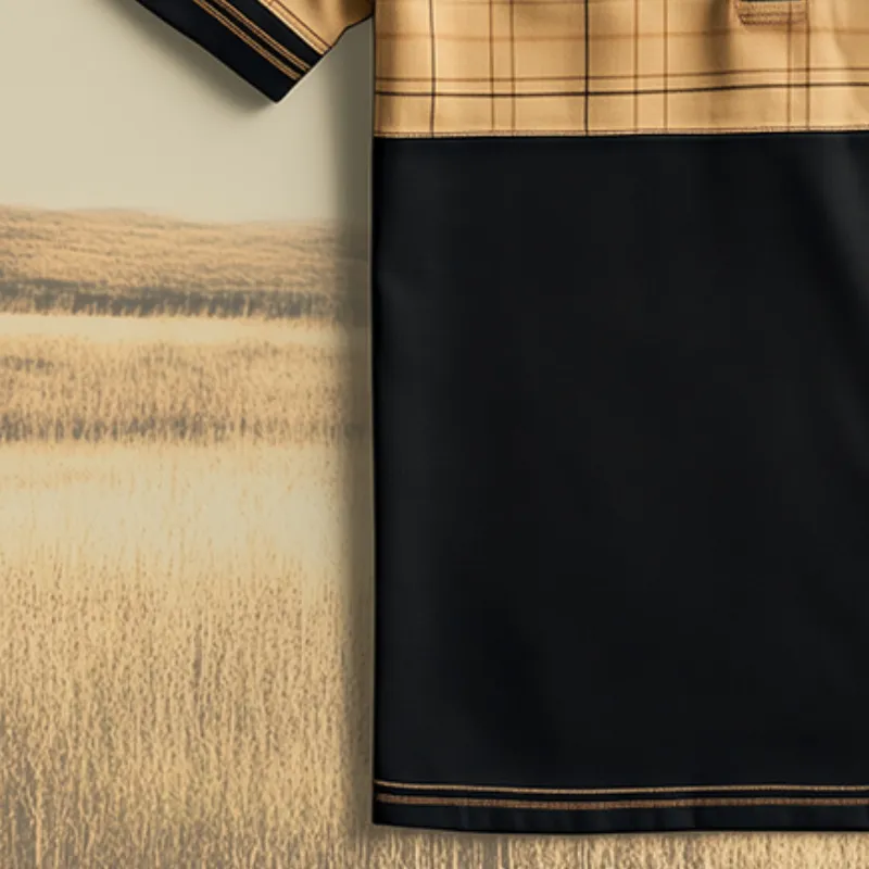 Men's Retro Casual Plaid Colorblock Pocket Lapel Short Sleeve T-Shirt MTA2489C4TO sold by Manly product image thumbnail 3