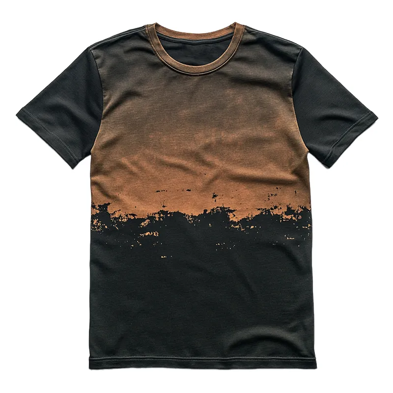 Men's Retro Casual Gradient Printed Round Neck Short Sleeve T-Shirt MTA2421C8TO sold by Manly