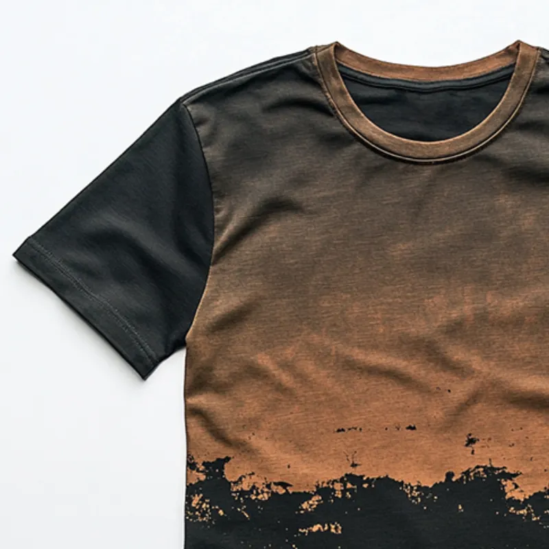 Men's Retro Casual Gradient Printed Round Neck Short Sleeve T-Shirt MTA2421C8TO sold by Manly product image thumbnail 2