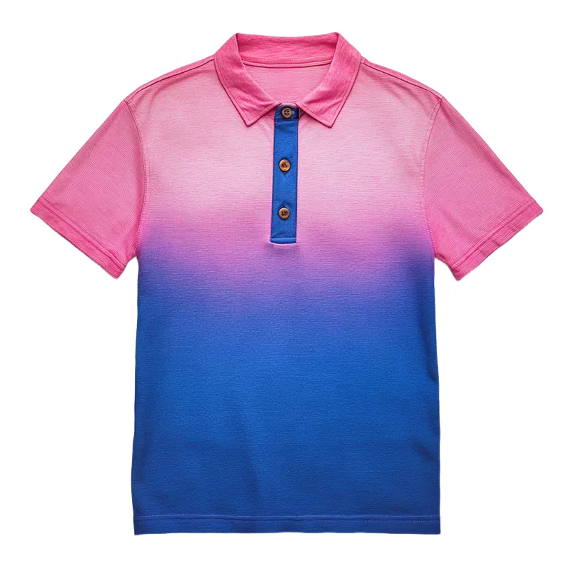 Men's Retro Casual Gradient Print Short Sleeve Polo Shirt MTA2490C2TO sold by Manly