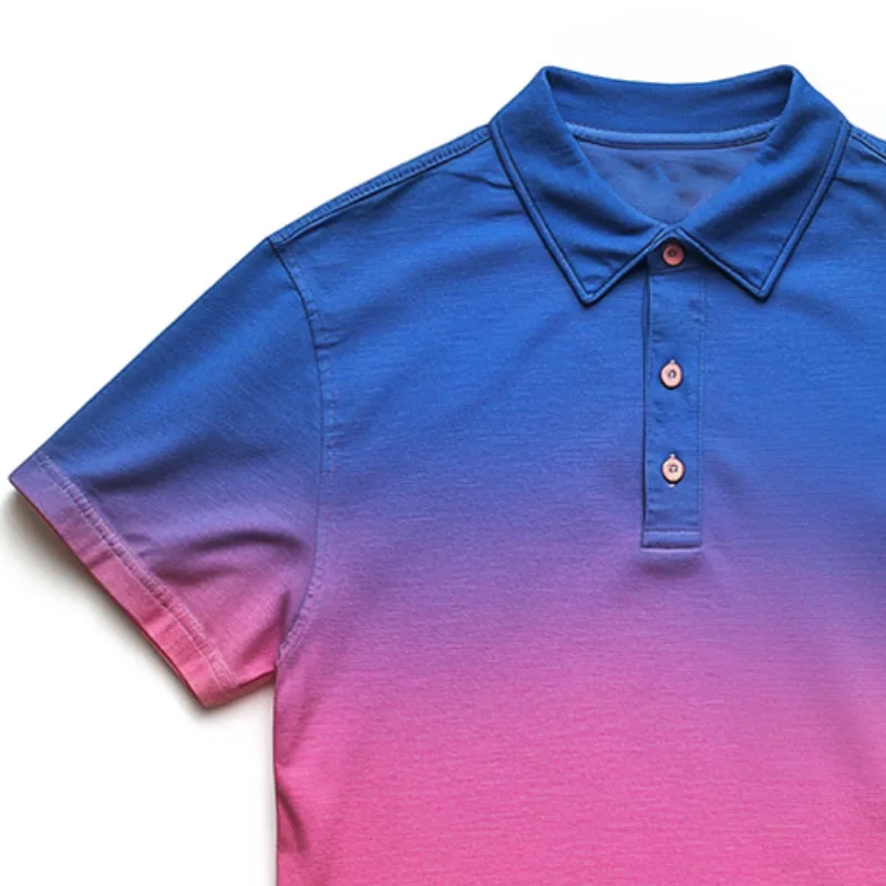 Men's Retro Casual Gradient Print Short Sleeve Polo Shirt MTA2410C9TO sold by Manly product image thumbnail 2