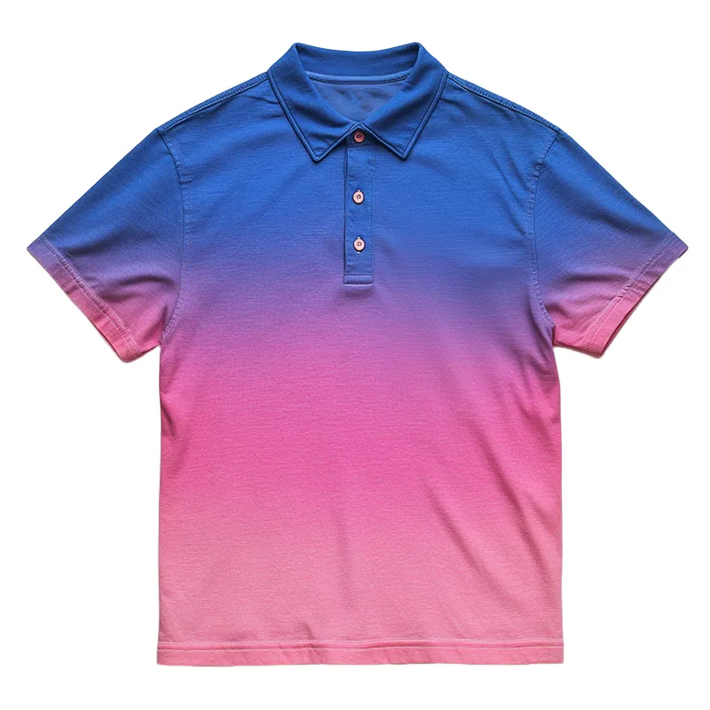Men's Retro Casual Gradient Print Short Sleeve Polo Shirt MTA2410C9TO sold by Manly
