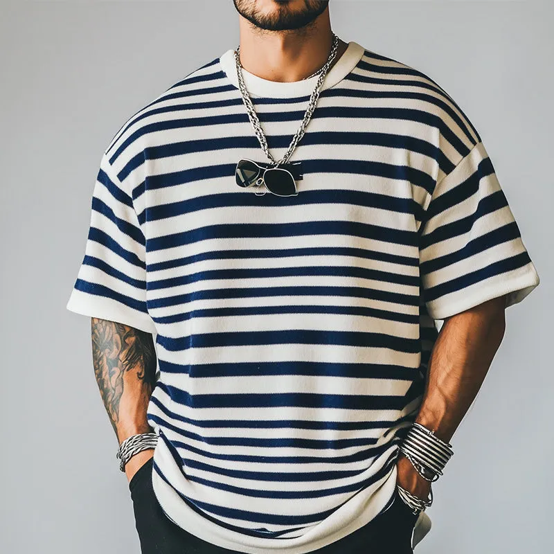 Men's Horizontal Striped Simple Knitted T-Shirt MTA2442C3P sold by Manly product image thumbnail 2