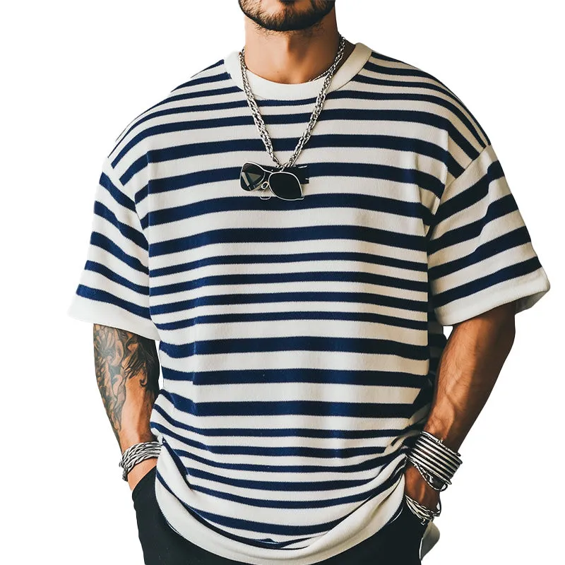 Men's Horizontal Striped Simple Knitted T-Shirt MTA2442C3P sold by Manly