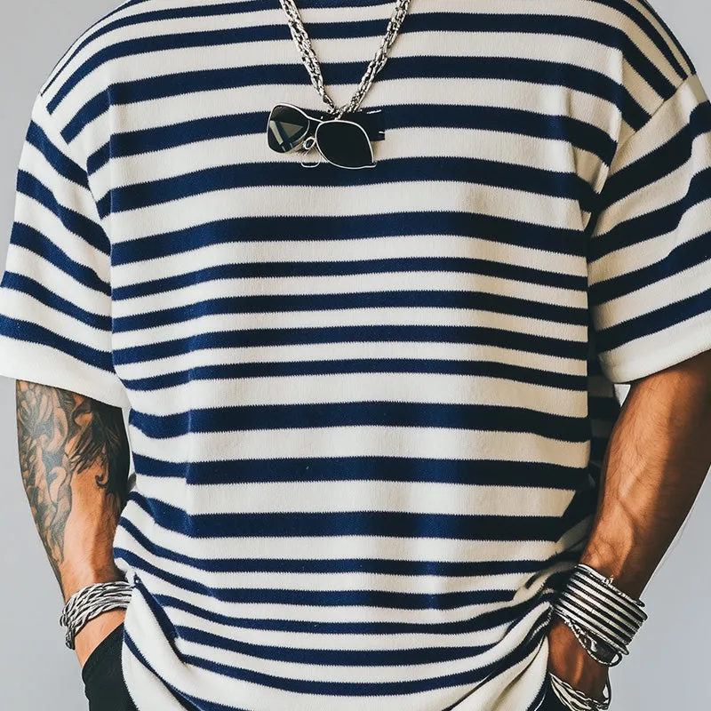 Men's Horizontal Striped Simple Knitted T-Shirt MTA2442C3P sold by Manly product image thumbnail 3