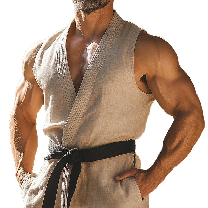 Men's Solid Color Lace-Up Vest (With Belt) MTA2467C8P sold by Manly