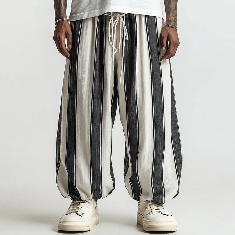 Men's Black And White Wide Striped Casual Trousers MTA2446C7P sold by Manly product image thumbnail 2