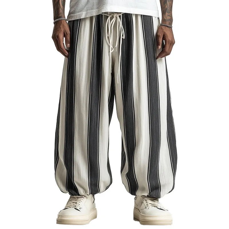 Men's Black And White Wide Striped Casual Trousers MTA2446C7P sold by Manly