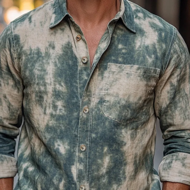 Men's Fashion Retro Mottled Print Casual Shirt MTA2531C0U sold by Manly product image thumbnail 3