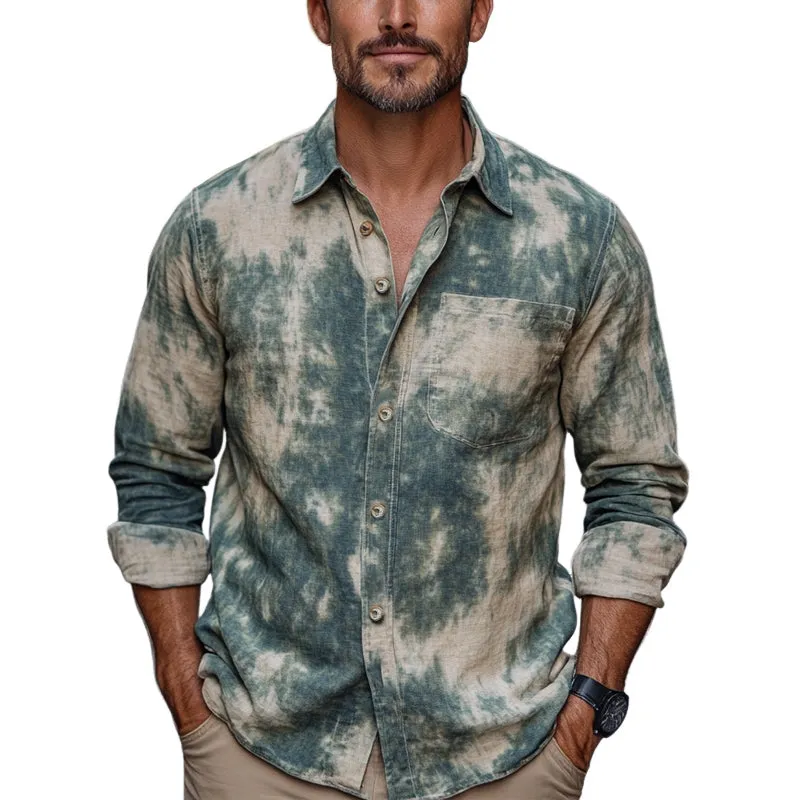 Men's Fashion Retro Mottled Print Casual Shirt MTA2531C0U sold by Manly