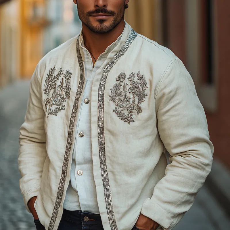 Men's Spring Cotton and Linen Embroidered Jacket MTA2641C4U sold by Manly product image thumbnail 2