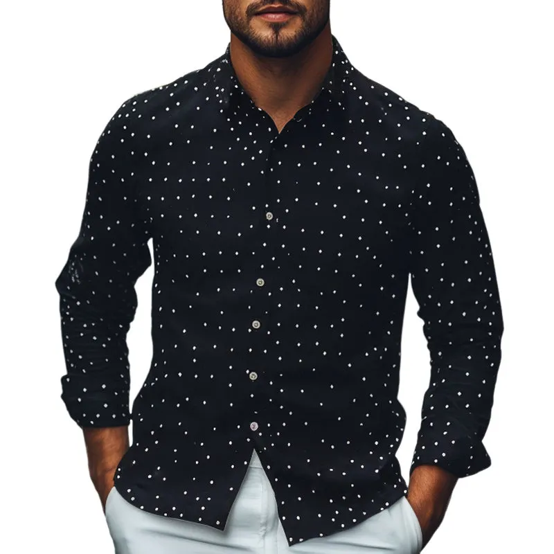 Men's Diamond Dot Lapel  Knitted Casual Shirt MTA2697C9U made by Manly